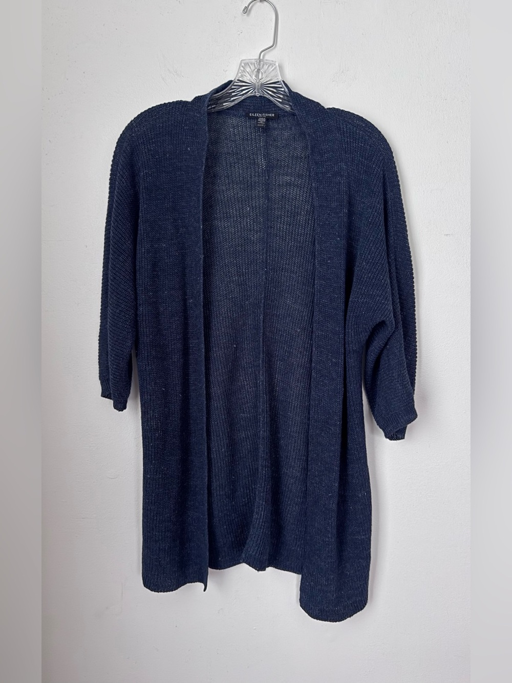 Eileen Fisher Open-Front Navy Denim blue - Linen Knit Cardigan